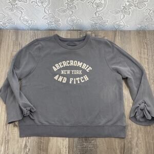 Abercrombie Sweatshirt Crewneck 3/4 Sleeve Tie Steel Blue Womens Size XL